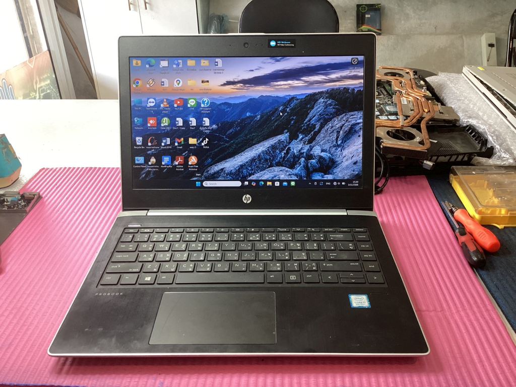 โน๊ตบุ๊ต HP เปิดไม่ติด เมนบอร์ดเสีย ซ่อมให้เปิดติดขึ้นภาพ ใช้งานได้ปกติ ที่ร้านซ่อมคอม ขอนแก่น